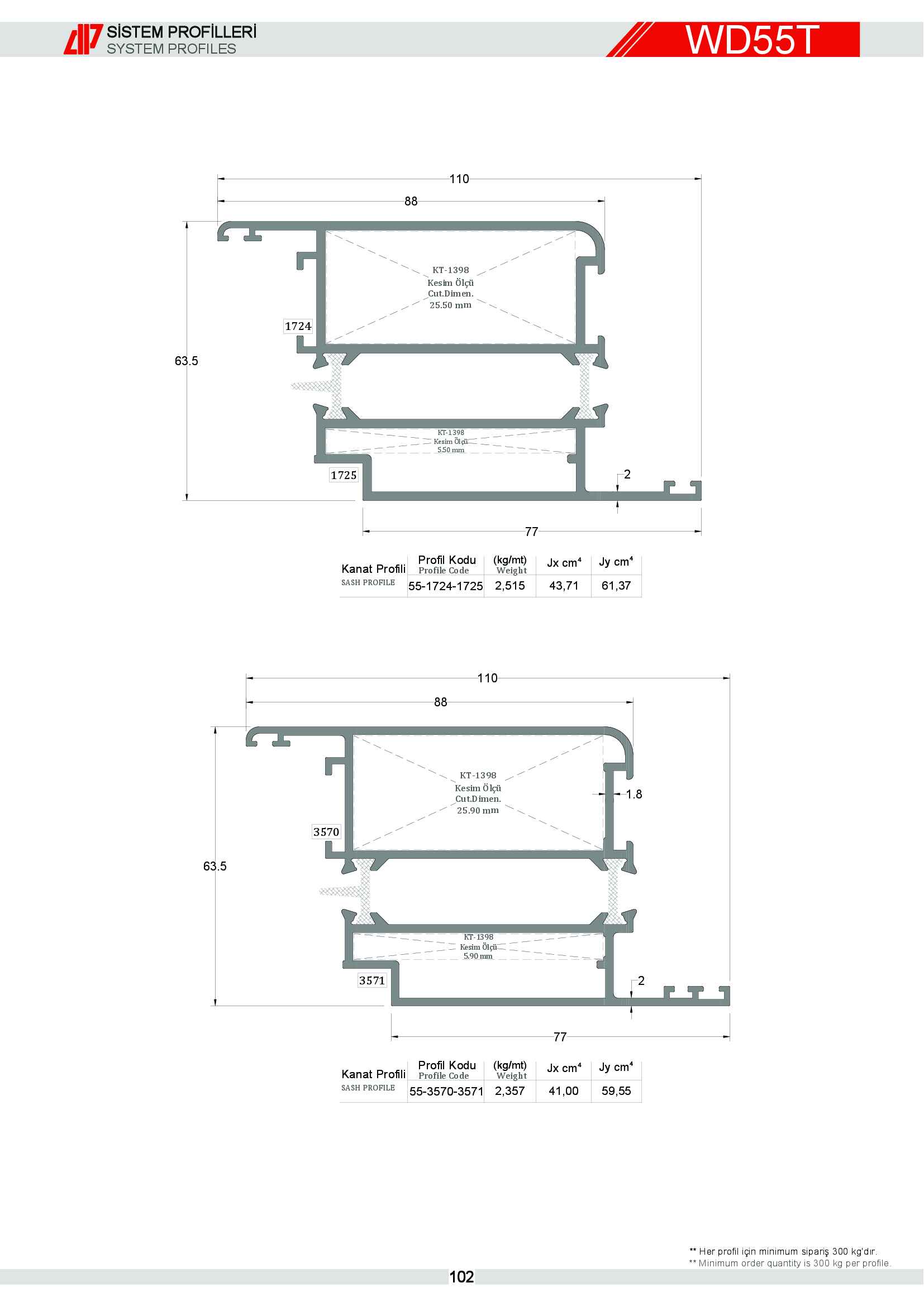 S 55 Yalıtımlı Alüminyum 30